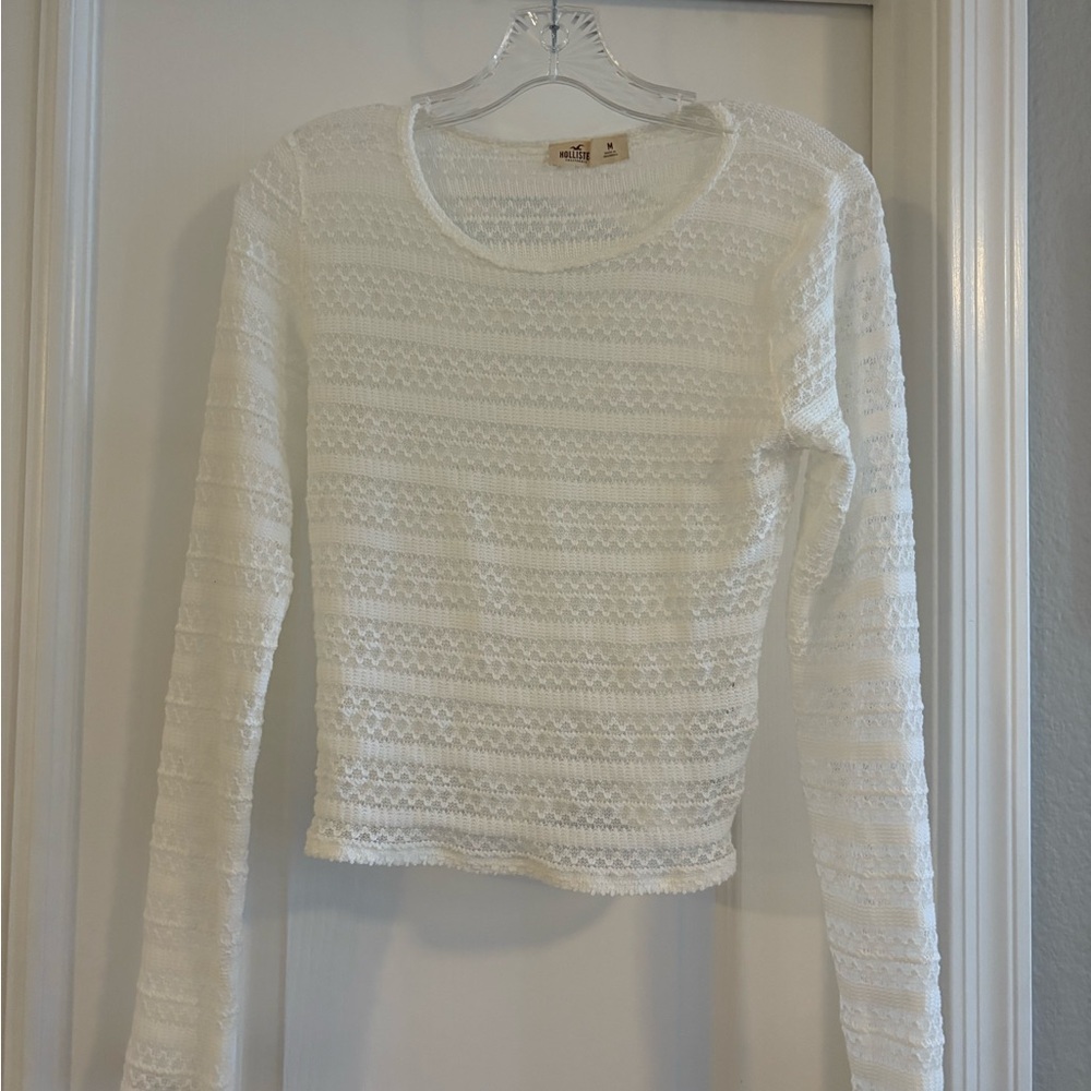 Hollister Ivory Lace Knit Top